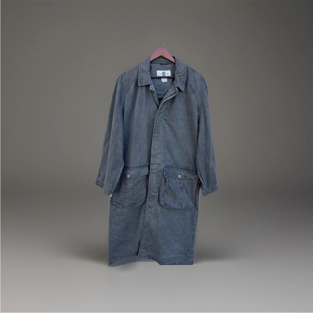 Vintage Coda Men Coat Cotton Button Front Gray Small